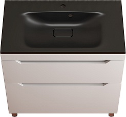 Style Line Тумба с кварцевой раковиной антрацит Остин 80 белая матовая – фотография-1